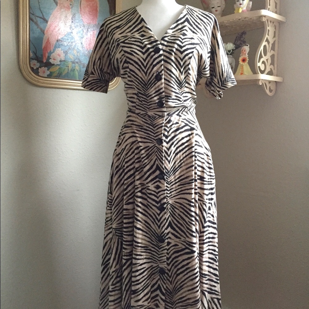1980’s Zebra Shirtwaist Midi Dress